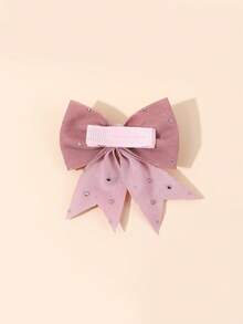 10pcs Minimalist Multi-Color Fishtail Bow Hair Clips, Pearl & Rhinestone Decorated Hair Clips, Teacher's Day Gift, Girls Daily School Wear Hair Accessories - Multicolor - View 10