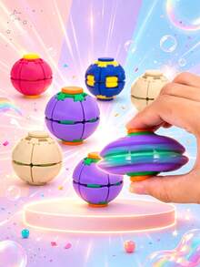 Best-Selling 3D Printed Deformable Press & Rotate Fidget Ball, Multi-Color Rotating Stress Relief Accessory For Teens, Portable Handheld Anxiety Relief Toy, Popular Finger Decoration, Suitable As Holiday Birthday Gift For Teens - Multicolor - View 2