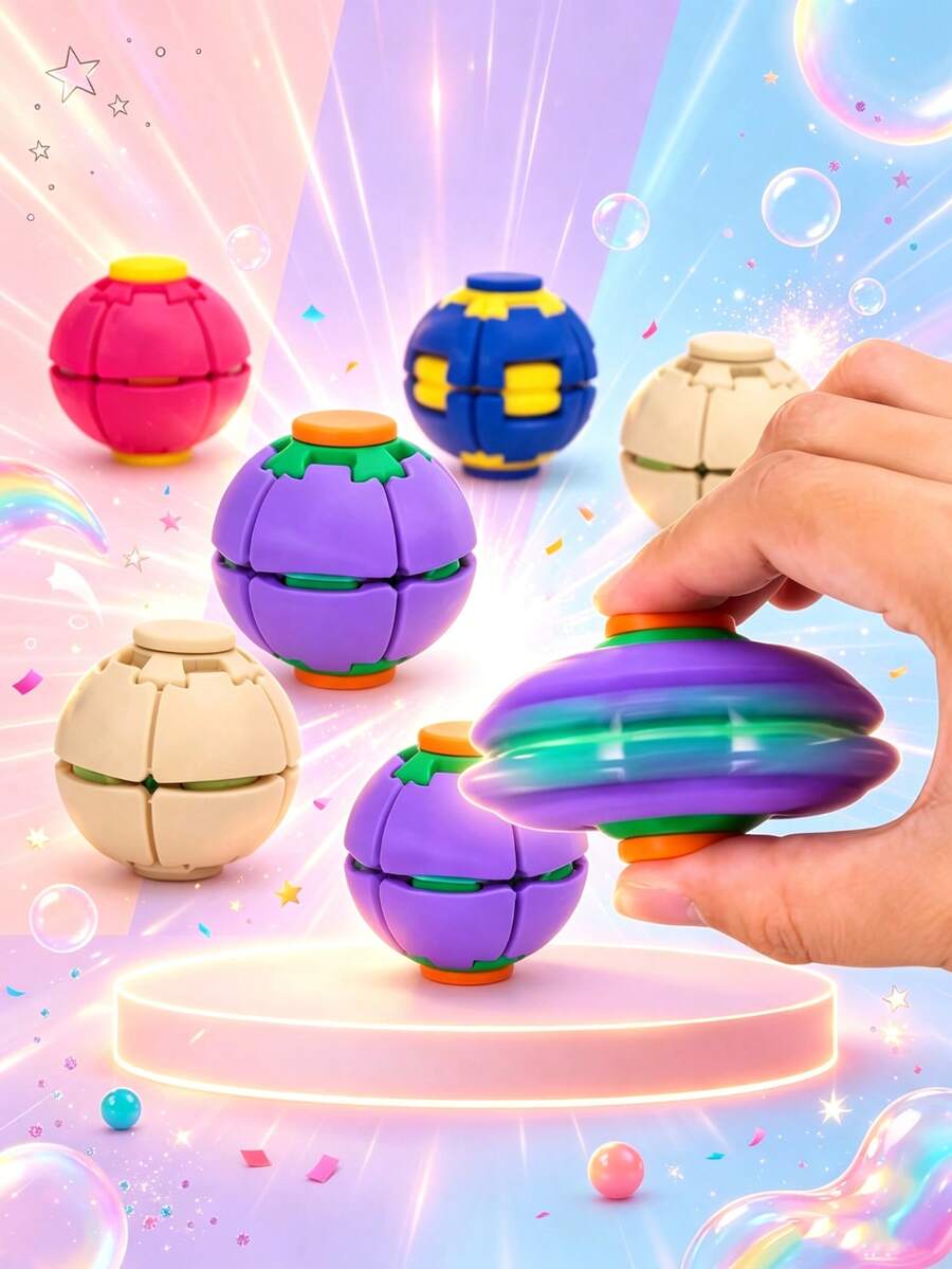 Best-Selling 3D Printed Deformable Press & Rotate Fidget Ball, Multi-Color Rotating Stress Relief Accessory For Teens, Portable Handheld Anxiety Relief Toy, Popular Finger Decoration, Suitable As Holiday Birthday Gift For Teens