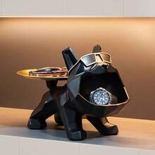 French Bulldog Statue With Gold Metal Tray, Resin Bulldog Storage Bowl, Multi-Functional Key Jewelry Watch Beauty Organizer, Entryway Desktop Decor Dog Sculpture, Unique Home New House Gift, Suitable For Men And Women - Multicolor - View 12