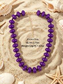 1pc European And American Bohemian Acrylic Round Flat Bead & Seed Bead Beaded Necklace For Women, Summer Beach Vacation - Handmade Abacus Bead Necklace - View 11