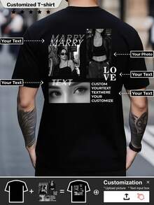 Men's Sports T-Shirt Summer Jersey Style, Supports Uploading Multiple Photos, Private Layout Design To Create Unique Sports Top Black - Black - View 1