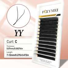 FOXYMEI 12 Rows New W-Shaped Eyelashes C/D/LU(M) Curl W-Shaped Lash Extensions YY/3D/4D/5D Imported Material Handmade Natural False Eyelashes 7-15mm Pre-Made Dense Fan Shape 0.07mm Thickness Lightweight Soft Automatic Blooming Salon Style - C - View 21