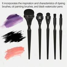 Set Kuas Lukis Gagang Ergonomis 2/3/5 buah - Kuas Plastik Hitam untuk Cat Minyak, Cat Air, Tinta, Arang, Kapur, Pastel, dan Embossing, dengan Pegangan Ergonomis, Gagang Plastik Tahan Lama untuk Kontrol yang Tepat (Beberapa Kuas Mungkin Memiliki Bekas Lem, yang Tidak Dapat Dihindari dalam Proses Pembuatan dan Tidak Mempengaruhi Penggunaan Kuas) - Set - View 4