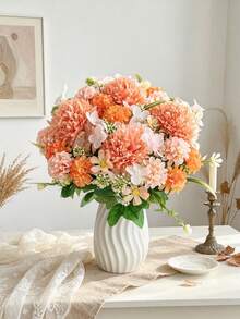 1pc Artificial Silk Hydrangea Daisy Ball, Suitable For Spring/Autumn Decoration, Home Decor, Wedding Decor, Room Decor, Balcony Decor, Restaurant Decor, Bedroom Decor, Bathroom Supplies, Party Decor, New Year Decor - Orange - View 1