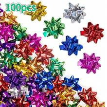 Juego de 100 lazos de regalo mixtos, cinta decorativa de caja de regalo con flor de estrella láser, para envolver regalos de vacaciones, decoración navideña, materiales de manualidades DIY, boda, regalo de cumpleaños, decoración de ramos y regalo de fiesta - Talla única - Ver 7