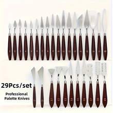 Set Pisau Palet Stainless Steel 29 Buah, Set Pengikis Lukisan Profesional untuk Gouache, Akrilik, dan Cat Minyak - Set - View 9