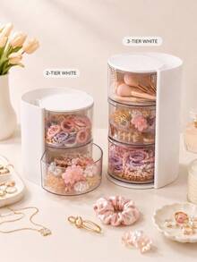 1pc Hair Accessory Storage Box, Optional Colors And Layers, Rotatable Multi-Layer Hair Accessory Box, Transparent Dust-Proof Hair Tie Storage Tray, Girls Hair Clips, Headbands, Rubber Bands, Hair Ropes Storage Rack, Multi-Function Comb Storage Box - Multicolor - View 1