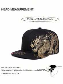 1pc Fashion New Baseball Cap, Dragon Print, Hip-Hop Skateboard Style, Outdoor Sports Sun Hat, Daily Commute Decorative Flat Brim Cap, Unisex - Dragon Printing - View 10