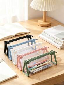 1/4 Transparent PVC Zipper Pencil Pouch, Large Capacity Minimalist Storage Bag, Waterproof Clear Design, Suitable For All Seasons, Ideal For Students And Office Workers, Perfect For School, Exams, Travel And Daily Use - Multiple Styles - View 6