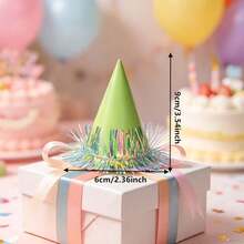 6pcs Random Color Pet Birthday Party Paper Hats, Creative Sequin Tassel Decor Cone Hats, Suitable For All Breeds Of Dogs And Cats, Shiny Metallic Tinsel Fringe Pet Photo Props, Holiday Birthday Party Decoration Supplies - Multicolor - View 4