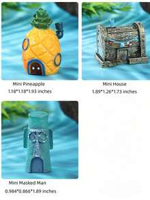 3pcs Classic Underwater House Mini Figurines, Suitable For Fish Tank Landscape, Desktop Display, Birthday Cake Party Decoration - Happy Aquarium - View 2