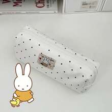 1pc Rabbit Polka Dot Pouch, Canvas Makeup & Stationery Organizer Bag For School - Multicolor - View 6