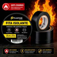 Kit 9 Fitas Isolantes Eleétrica 18mm x 10m PVC Antichama Alta Aderência Flexível Uso Elétrico - 3 pacotes - 9 peças - Visão 2