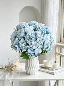 1/4pcs Artificial Peony Hydrangea Bouquet, Suitable For Wedding Decoration DIY Wreath Materials, Bridal Bouquet, Wrist Corsage, Boutonniere, Headpiece, Wedding Car Decoration, Door Arch Decoration, Applicable For Home, Restaurant, Bedroom, Vase Decoration, Birthday - Blue - View 6