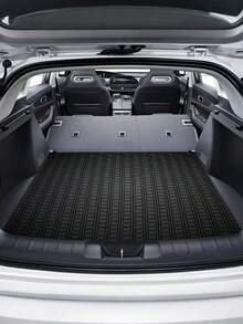1pc Car Trunk Mat (2D Flat), Polyester Material, Fashionable Modern Dark Grid Pattern, Suitable For Car Interior Decoration - A - View 6