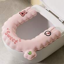 1/2pcs Cartoon Toilet Seat Cushion, Waterproof & Warm Toilet Pad, Bathroom Accessories Storage, Universal Toilet Seat Cushion, Portable Home Use, Suitable For All Seasons - Multicolor - View 5