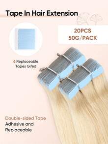 jessie's wig Jessie's 真人髮片式接髮 20片/包 50g 絲滑直髮 漂染金髮 613# 自然外觀 高品質 深棕色 膠片式接髮 - S613 - 查看 4