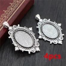 4pcs 18x25mm Inner Size Antuique Oval Pendant Cabochons Blank Base Setting Bezel Tray DIY Jewelry Making Accessories - Pendant Cabochon Base - View 5