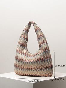 (Random Pattern) Shoulder Bag, Tote Bag, Travel Essentials, Cruise Essentials, Elegant Women's Handbag, Women's Gift, Daily Use, Multi-Functional - Multicolor - View 7