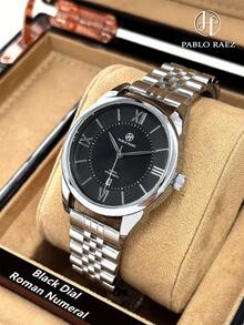 Pablo Raez 1 Stück Herrenuhr, brandneue Luxus-Edelstahl-Schmuckuhr, charmante Vintage-Originalmarke für Herren, klassische Business-Qualität AAA IPS galvanisch veredelt, einfache Kalenderuhr für Herren aus SUS304-Stahl, lässige Mode-Quarzuhr, Herrenuhr mit leuchtendem Zifferblatt und Zeigern in Schwarz, Premium-Businessuhr, Geschenk für Vater oder männlichen Freund, geeignet für tägliche Arbeit, Lässig und Urlaub, exquisites Geschenk für Abschluss, Geburtstag und Hochzeit - Schwarz - Übersicht 15
