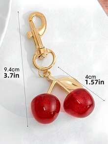 1 buah Gantungan Kunci Cherry untuk Tas Wanita, Liontin Gantungan Kunci Wanita Kelas Atas - MultiWarna - View 7