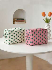Tas Kosmetik Perjalanan Motif Polka Retro, Tas Penyimpanan Makeup Tahan Air, Tas Perlengkapan Mandi dengan Resleting Luas untuk Gym, Perjalanan Akhir Pekan, dan Aksesori Sehari-hari - MultiWarna - View 3