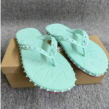 CL Explosion Red Rivet Sole Non-Slip Flat Heel Clip Foot Beach Sandals Outdoor Couples - 薄荷綠 - 查看 2