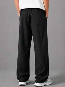 NcmRyu Men's Snap Button Pocket Cargo Parachute Pants, Drawstring Loose Fit Athletic Long Pants - Black - View 2