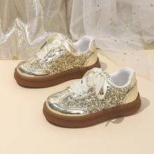 1 Pair New Baby Shiny Rhinestone Sports Shoes, Girls Fashion Training Shoes - Gold - View 16