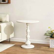 Vintage Matte Metal Round Pedestal Side Table Multi-Use Small Accent End Table & Nightstand - White - View 9