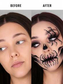 Pudaier 4Pcs Halloween Makeup Set Multi-Use Cosmetic Set For Face & Lips Vivid Color Eyeliner Glitter Lip Gloss & Mascara For Halloween Costume & Party Perfect For Spooky & Gothic Halloween Looks - 02 - View 2