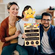 APODESS 2 Stück Elegante Einschulungsdekoration: Weißer Türvorhang & Doppelseitiges Holzschild Set-Mehrteiliges Party-Geschenkset - Übersicht 8
