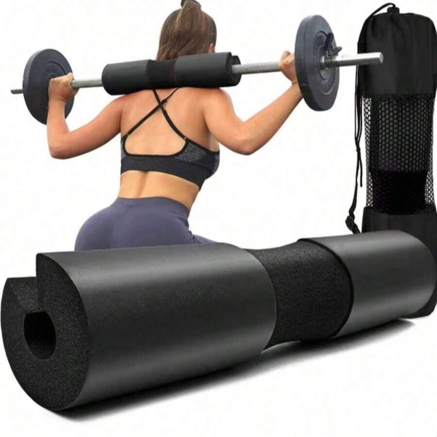 Bantalan Bahu Barbel, Bantalan Bahu Barbel Busa Tebal dengan Tali Pengikat, Aksesori Peralatan Kebugaran Gym Rumahan - A - View 1