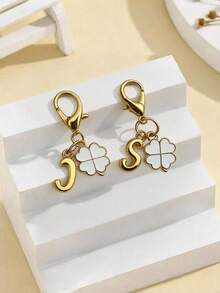 Llavero con colgante de flor colorida, adecuado para combinar con bolsos - Dorado - Ver 5