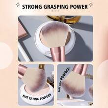 1/45pcs All-In-1 Makeup Tools Set, Soft Gradient Synthetic Brushes (Face Fan, Eye Lash), Purple Beauty Sponges, Triangle Finger Powder Puffs, Plush Hair Accessories, Silicone Cleaning Bowl, Wash Bag For Daily Use & Travel - Purple - View 3