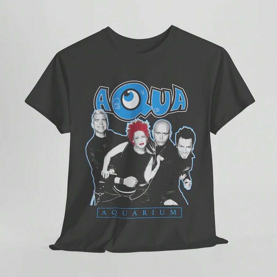 Camiseta Aqua Band de los 90: Camiseta de Música Retro - Unisex de Algodón Grueso - Negro - Ver 1