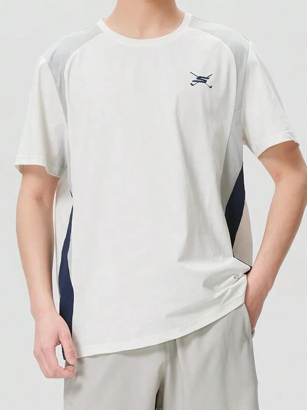 Skechers Men's Golf Color-Block Raglan Cooling Quick-Dry Crew Neck Short Sleeve T-Shirt - White - View 1