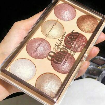 8-Color Highlight Contour Eyeshadow Palette | Ultra-Fine Glitter, Moisturizing Luster, Buildable And Waterproof, With A Soft Shimmer End That Long-Lastingly Brightens Facial And Body Skin
