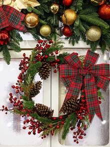 3/1pc Christmas Red & Green Plaid Gift Wrapping Ribbon, Suitable For All Christmas Gift Wrapping, Holiday Floral Arrangements, Bow Making, Wreath Making, Table Decor And Christmas Tree Decoration - One Size Fits All - View 4