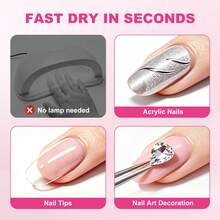 LIMEGIRL 10/5/3/2/1件 20ML 超強力美甲膠，適用於穿戴式假指甲、美甲片、壓克力指甲，無需UV燈，附刷頭，持久，適合初學者DIY居家美甲假指甲 - MJ159-8 - 查看 2