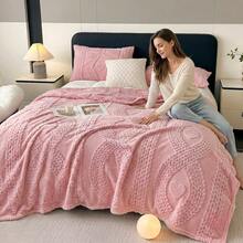 1 Peça Cobertor Macio com Laço & Coração Reforçado para Todas as Estações, Manta para Sofá, Cobertor para Sala de Estar, Altamente Atraente, Macio, Confortável e de Tamanho Grande - Rosa chiclete - Visão 2