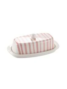 1pc Hand-Painted Line Ceramic Dish With Lid, Classic Minimalist Ins Style Highly Attractive Ceramic Butter Box, Dessert Plate, Kitchen Dessert Table Decor, Tabletop Decoration, Essential Kitchen Item, Gift - View 11