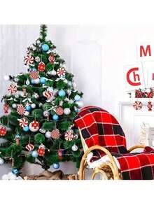 12 Peças Decorações de Doces Vermelhos e Brancos de Natal, Conjunto de Decoração de Árvore de Natal, Enfeites de Bengala de Doces e Bolas de Madeira, Guirlanda de Festa de Natal e Acessórios de Lareira, Decorações Penduradas de Ano Novo, Adequado para Decoração Doméstica e Uso de Natal, Decorações de Natal de Inverno, Presentes de Natal para Casa, Decoração de Natal, Decorações Penduradas no Quintal, Decoração Doméstica, Pingente de Boneco de Papai Noel, Suprimentos de Artesanato de Festa de Feriado, Decorações de Lareira, Decoração de Guirlanda Pendurada, Enfeites Pendurados de Decoração Doméstica, Lembrancinhas de Festa, Suprimentos de Halloween, Decorações de Halloween - A - Visão 5