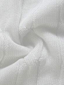 Men's Summer White Cable Knit Polo Shirt, Luxurious Airy Knit Fabric, Light & Breathable, Old Money Style For Gentleman Gatherings & Daily Casual - White - View 4