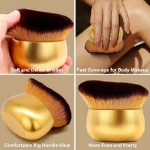 75mm Wide Large Kabuki Multi-Function Face Brush, Suitable For Self-Tanning, Bronzing, Leg Makeup, Face And Back Sunscreen Application, Dry And Wet Use - Stellar - View 4