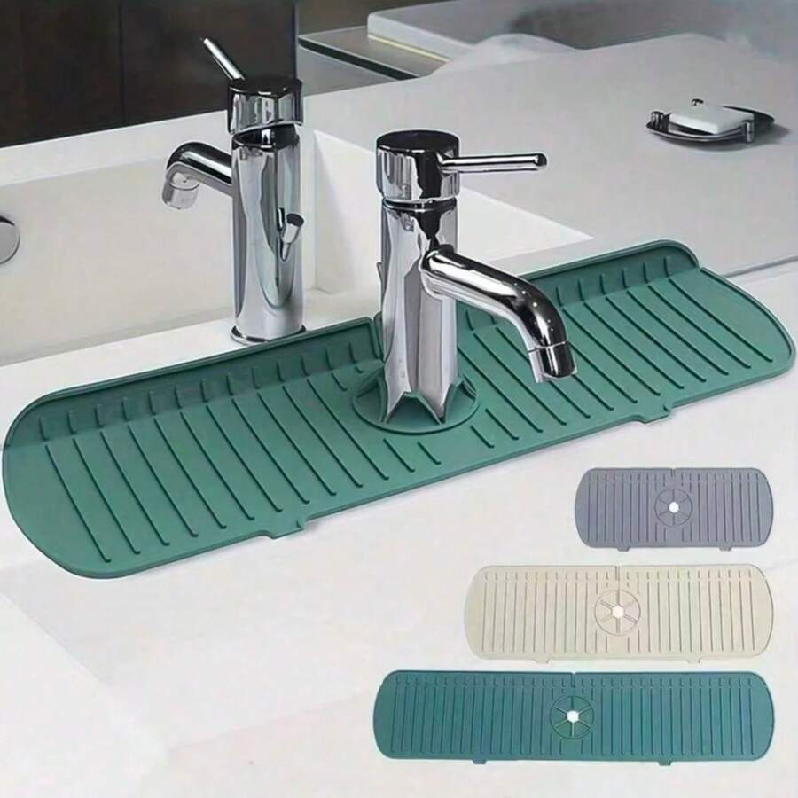 1pc Silicone Sink Drain Mat, Splash Guard For Faucet, Waterproof Drying Mat For Kitchen And Bathroom Countertops, Home Decor,Non-Slip Kitchen Mats For Sink Side, Natural And Hygienic Kitchen Essential For Home And Kitchen Room Decor, Part Of Your Coz - One Size - View 1