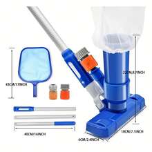 2026 Pool Maintenance Kit With Pool Surface Skimmer, Portable Pool Vacuum With 150cm Pole, Suitable For Ponds And Fountains, Compact Portable Pool Jet Vacuum With Debris Bag And Pole, Lightweight Underwater Pool Maintenance Set - A - View 7