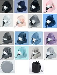 2/1pc Adjustable U-Shaped Travel Neck Pillow With Hood - Ergonomic Design, Soft Polyester Fabric, Washable, Multiple Colors Available, Suitable For Car, Airplane, Office And Outdoor Use - Comfortable Fit, Perfect For Travel And Relaxation - Multicolor - View 10