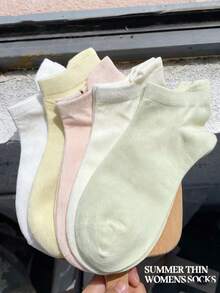 5/8/10 Pairs Mixed Color Women's Ankle Socks - Solid Color Sweat-Absorbent Breathable Short Socks - Seamless Toe Anti-Pilling, Suitable For Outdoor Leisure, Sports Cycling, Men's Socks, Short Socks Suitable For Spring Summer Autumn, Women's Socks, Student Socks, Women's Socks, Women's Boat Socks, Home And Travel Use - Multicolor - View 1